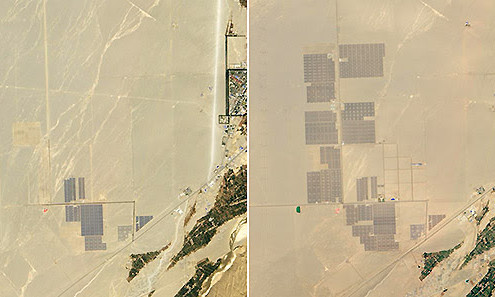 These images from NASA (via National Geographic) show the massive growth of solar in China in just three years.